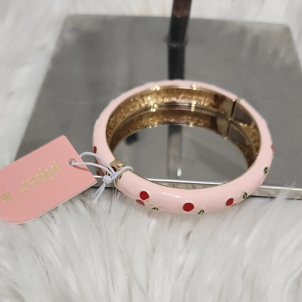 🍒🔹️ Piper K🔹️ Pink And Cherry Hinge  Bangle Hand Painted  Bracelet